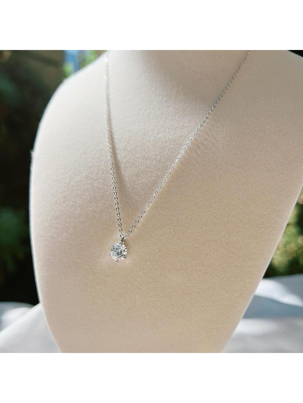 1ct Moissanite Pendant Solitaire Necklace 925 Sterling Silver Gift Anniversary